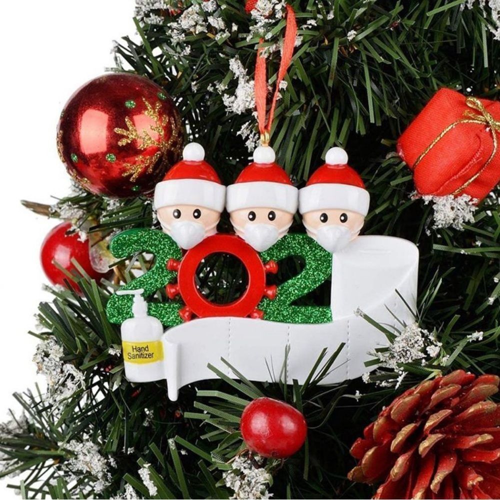 Festive 2020 Christmas Ornament with 3 Santa Figures